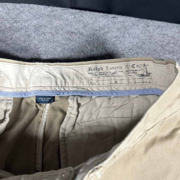 Ralph Lauren & Co Mens Khaki Chino Pants Straight Leg Tan Cotton 30x26 RN 41381 - Picture 2 of 9